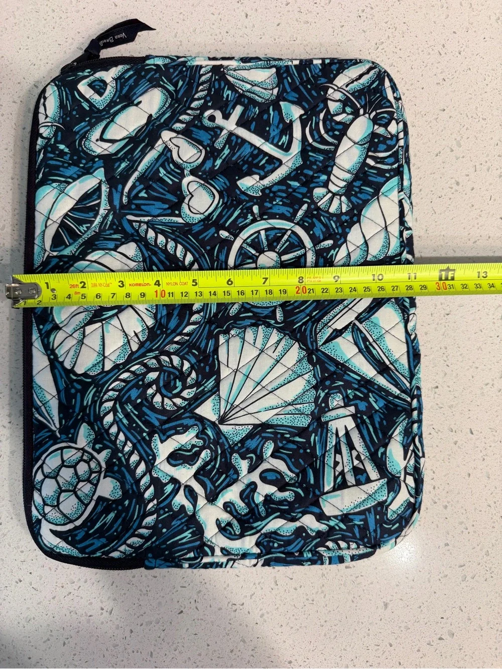 Vera Bradley Nautical Shell Quilted Tech Sleeve in Teal, Navy & White